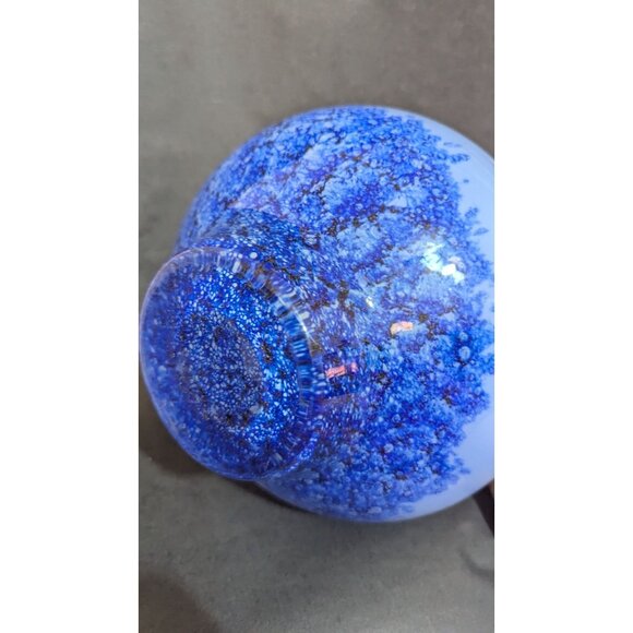 vintage Blue Bubble Effect Art Glass Vase 9.5" Tall Handblown Home Décor Stateme - Picture 5 of 9